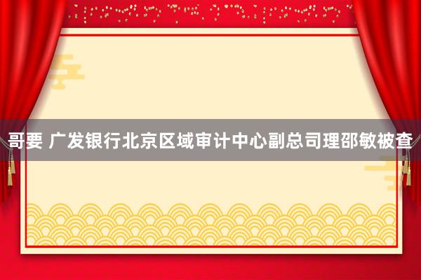 哥要 广发银行北京区域审计中心副总司理邵敏被查